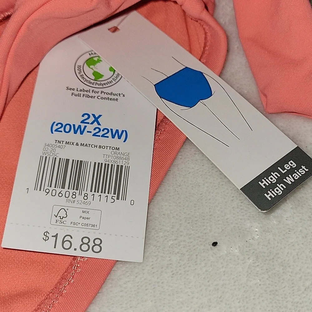 NWT Women's Size 2X(20W-22W)High-Leg High Waist Swim Bottom - Picture 2 of 4